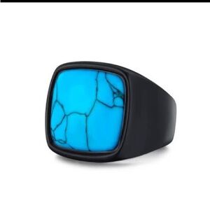 Stainless Steel Black and Blue Men's Ring